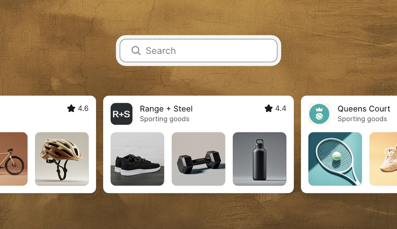 A search bar shows a supplier looking for skateboards to sell. 